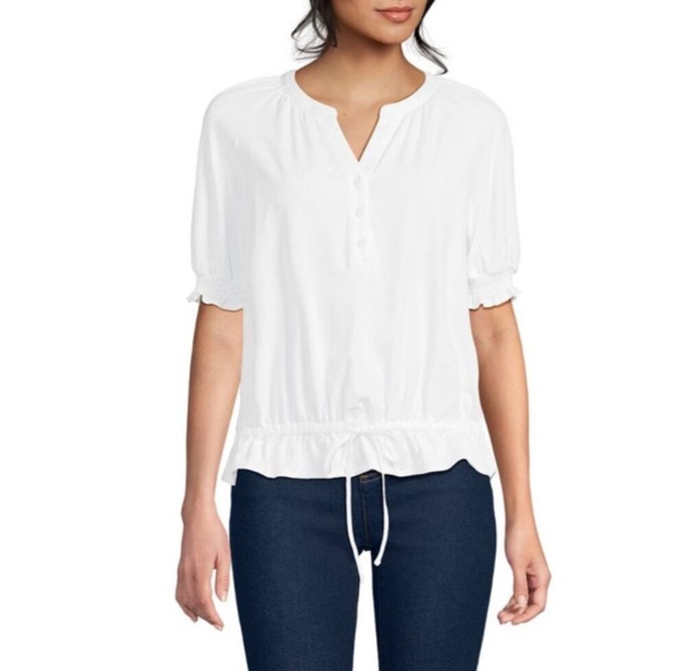Lands End Womens Elbow Sleeve Lightweight Blouse